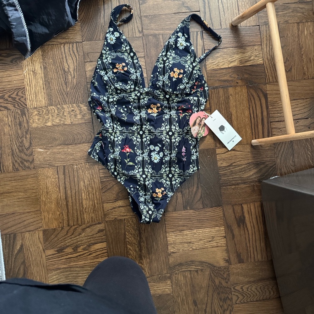 Floral Black One-Piece Swimsuit